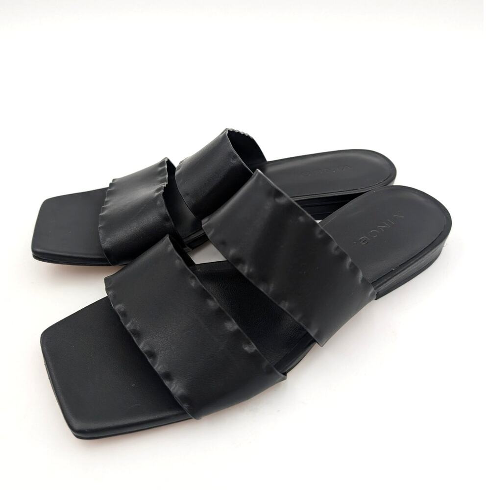 Vince Zofi Mafalda Women's Leather Slide Sandals Slip-On Black Size US6M EU36